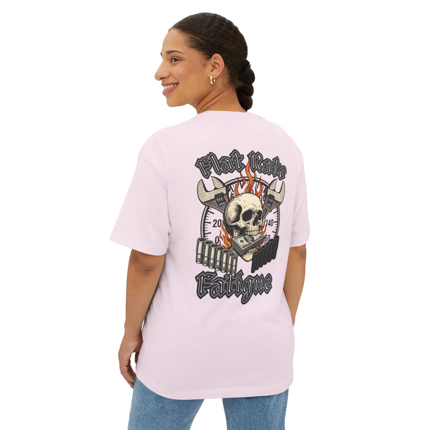 Flat Rate Fatigue Mechanic T-Shirt | Skull Speedometer Graphic | Shop Life Tee