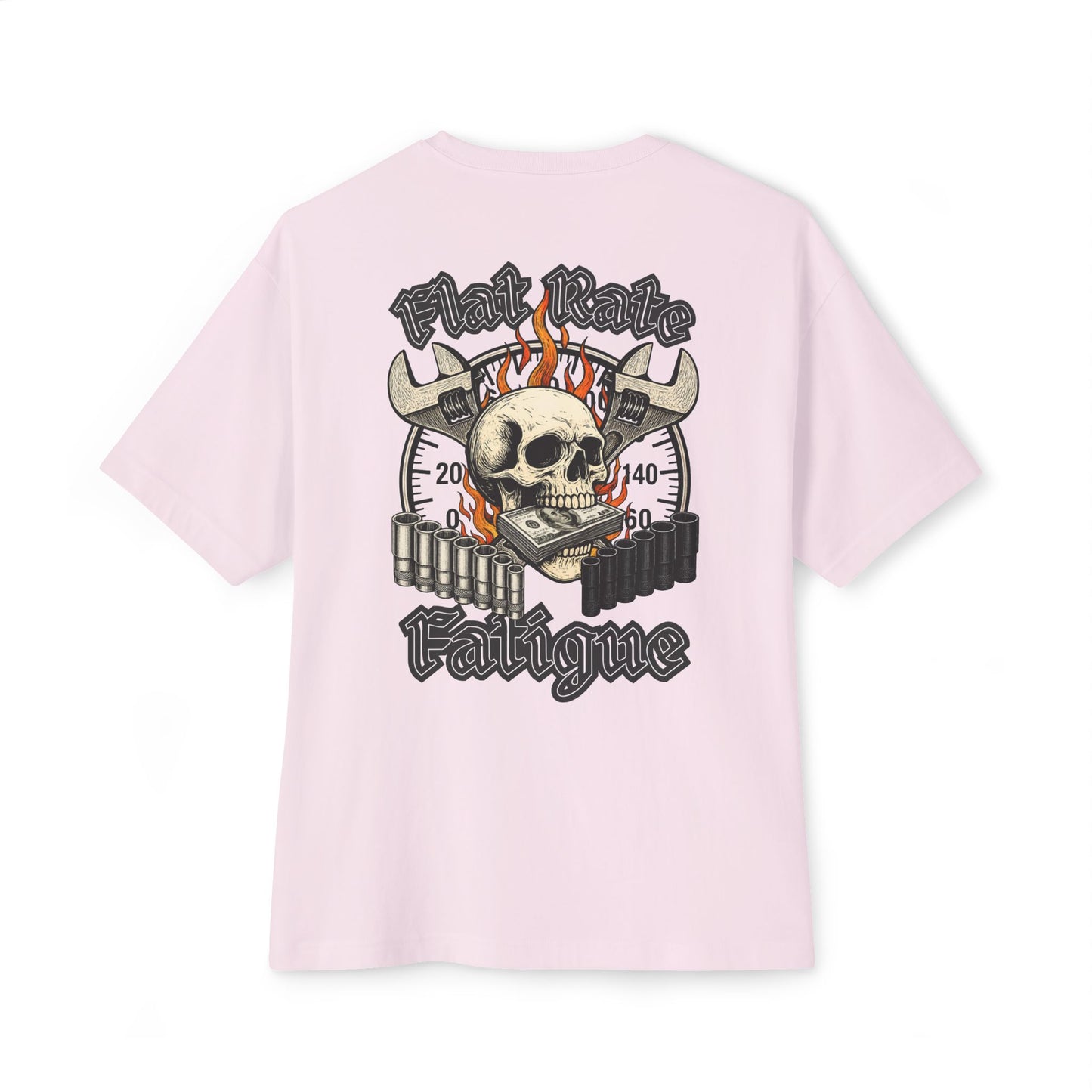 Flat Rate Fatigue Mechanic T-Shirt | Skull Speedometer Graphic | Shop Life Tee