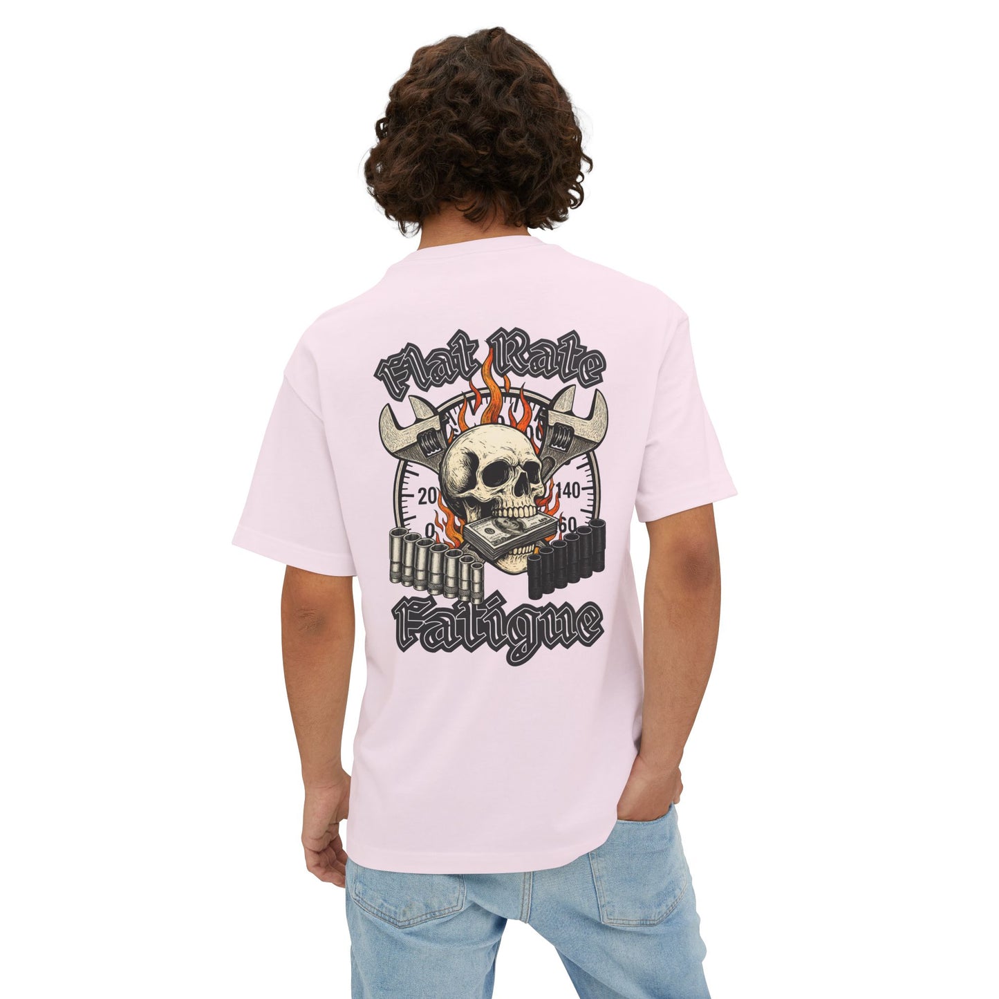 Flat Rate Fatigue Mechanic T-Shirt | Skull Speedometer Graphic | Shop Life Tee