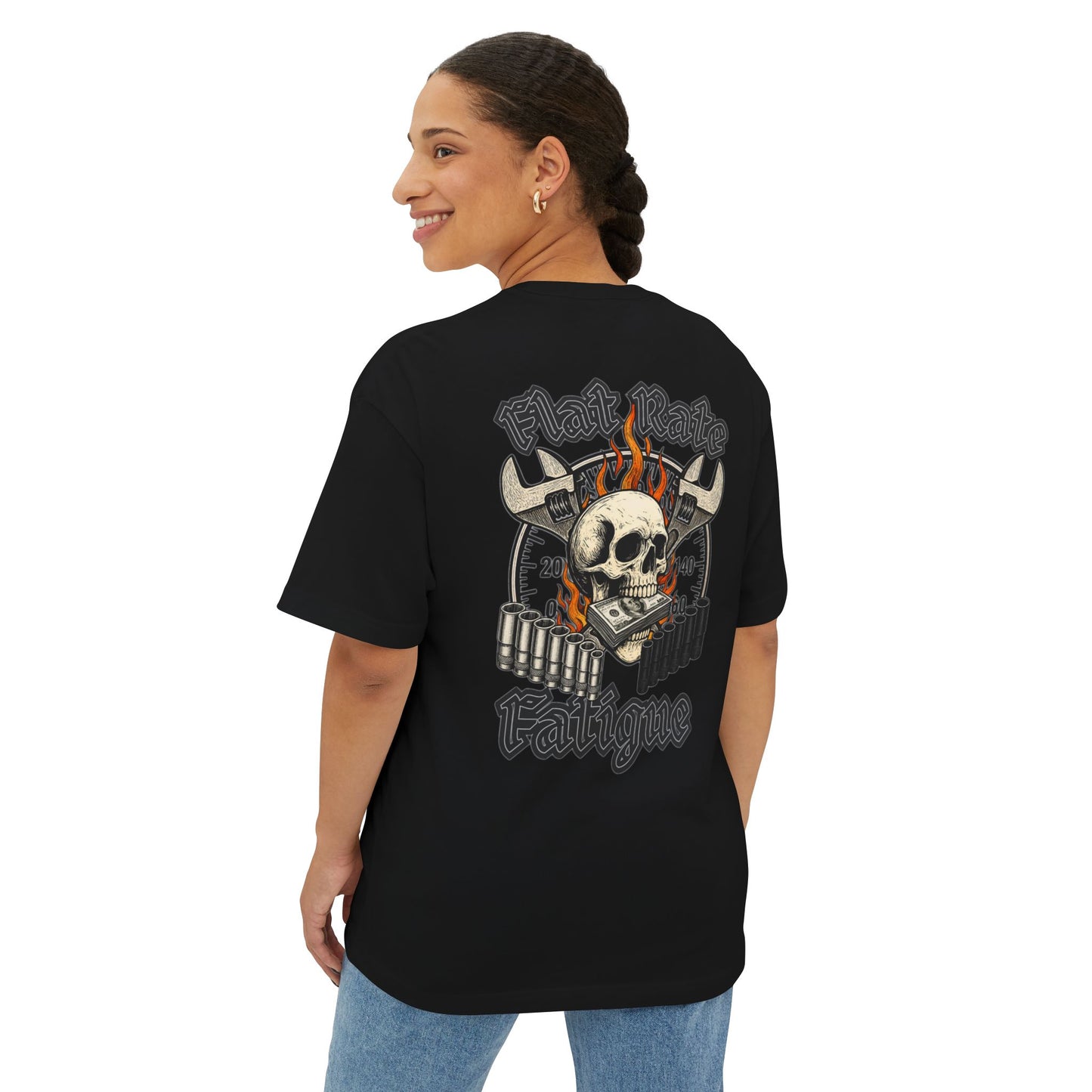 Flat Rate Fatigue Mechanic T-Shirt | Skull Speedometer Graphic | Shop Life Tee
