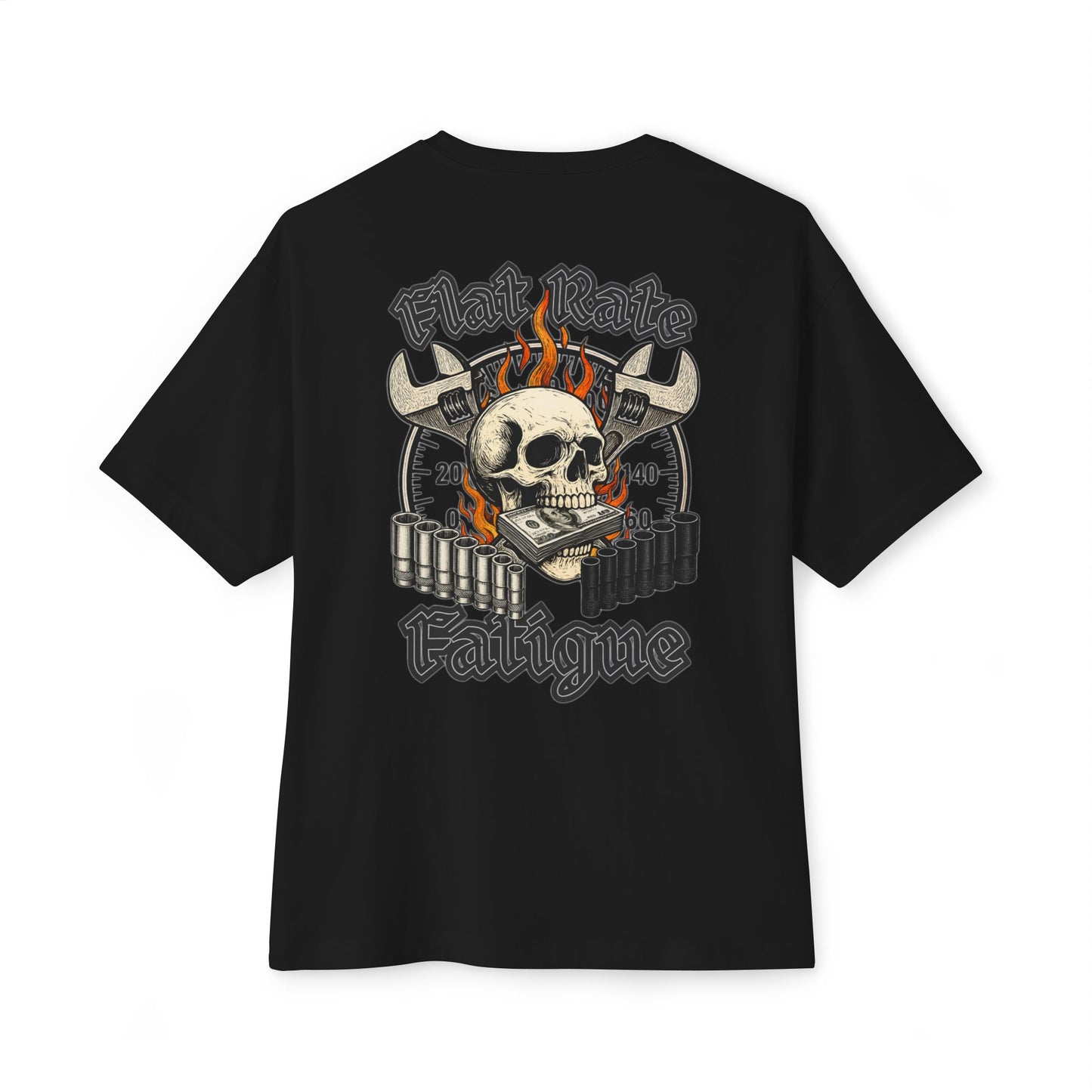 Flat Rate Fatigue Mechanic T-Shirt | Skull Speedometer Graphic | Shop Life Tee