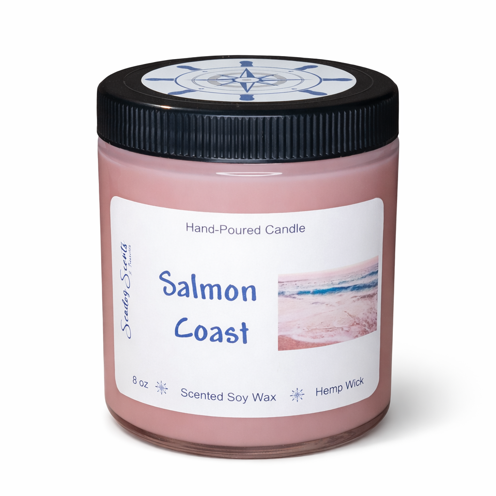 Salmon Coast Soy Candle – Fresh Coastal Citrus & Ocean Breeze Scent