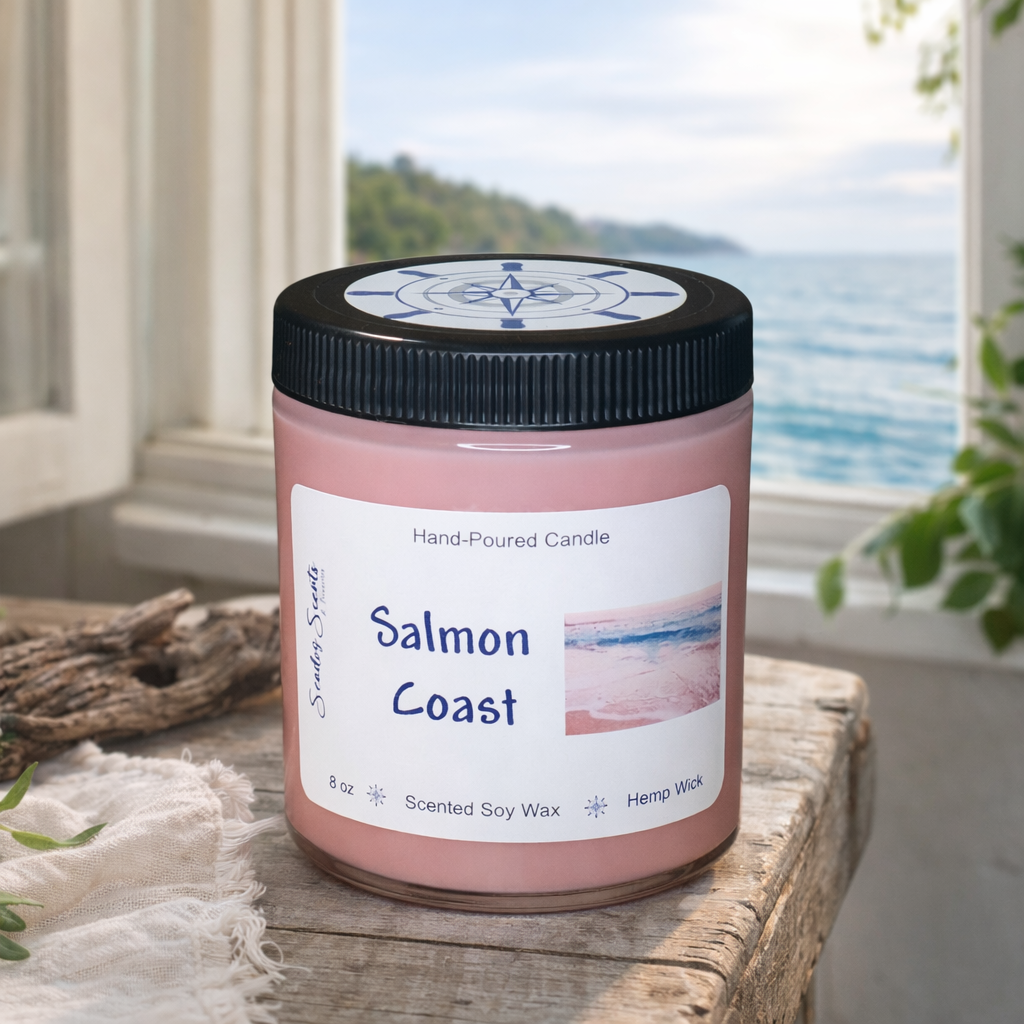 Salmon Coast Soy Candle – Fresh Coastal Citrus & Ocean Breeze Scent