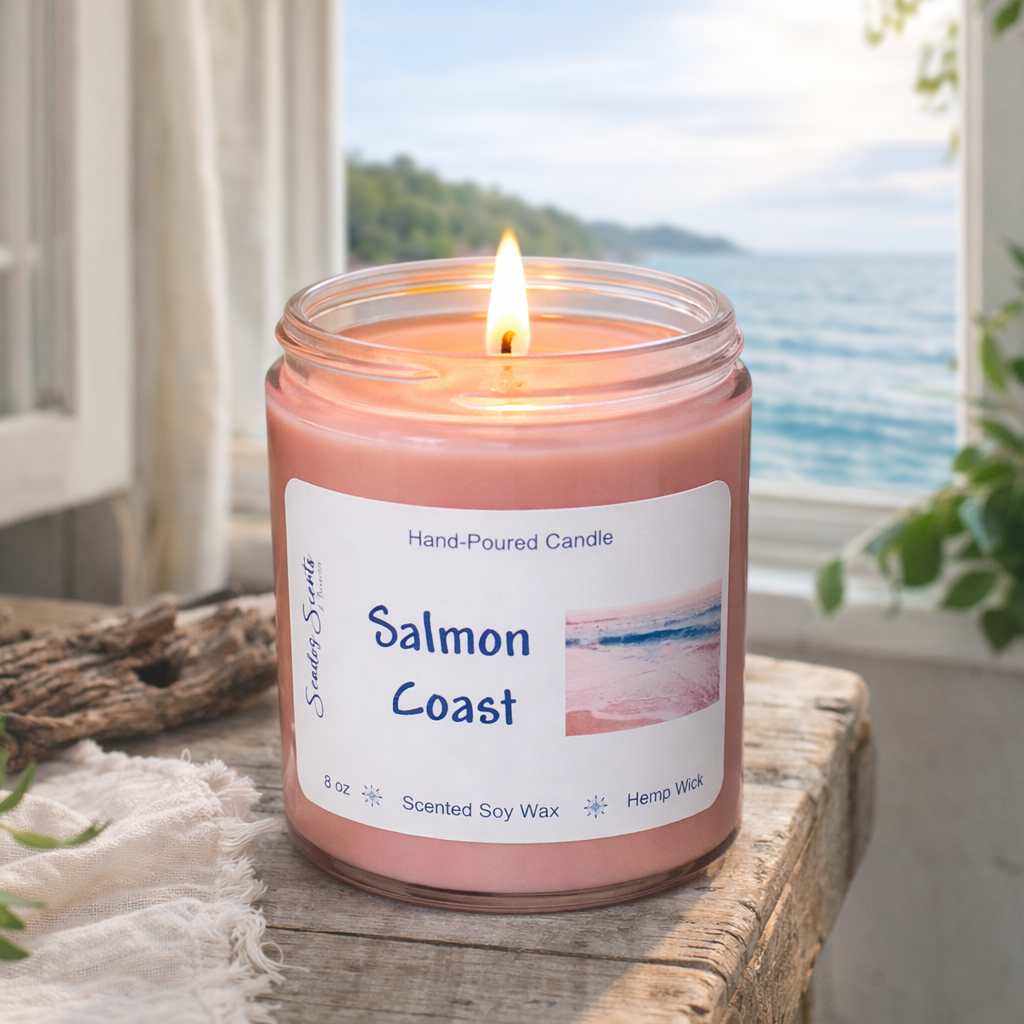 Salmon Coast Soy Candle – Fresh Coastal Citrus & Ocean Breeze Scent